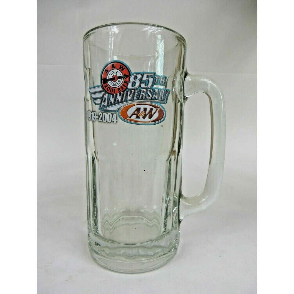 A&W Root Beer 85th Anniversary "1919-2004" Thick Glass 7" Tall Mug ##‎
